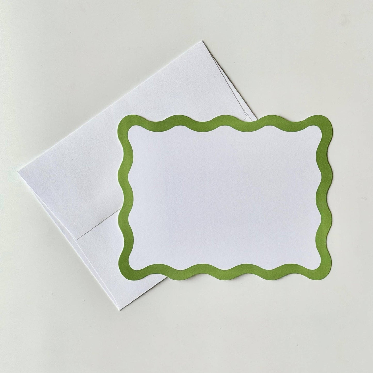 Flat Note Cards - Green Scallop Edge