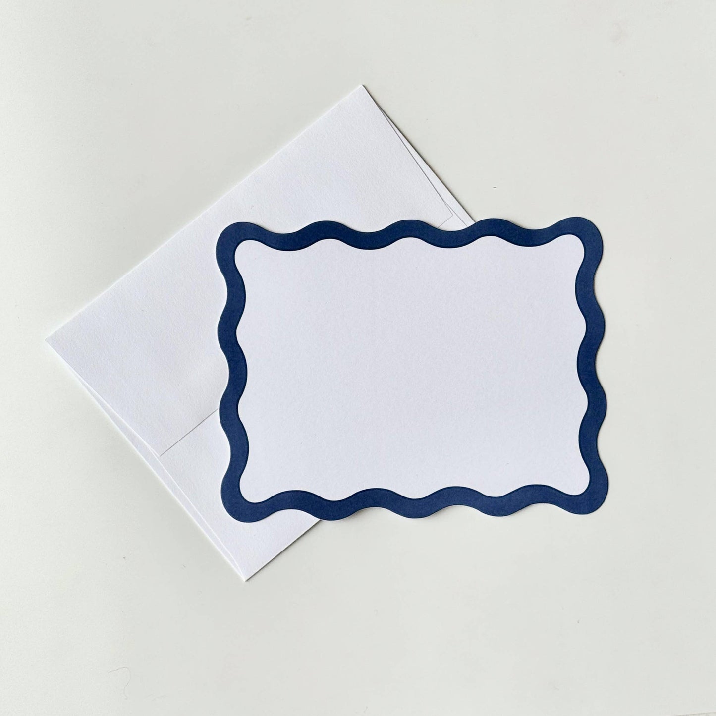 Flat Note Cards - Navy Scallop Edge
