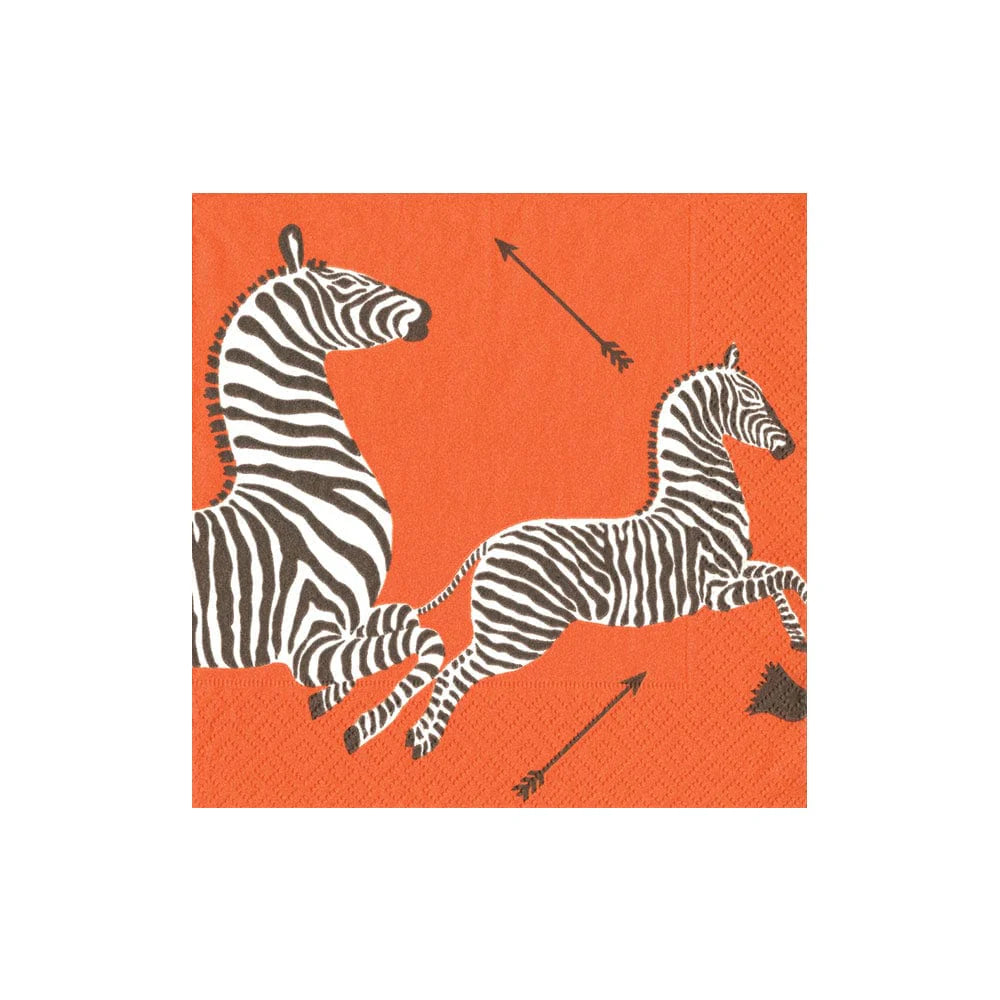 Zebras Orange Napkin Cocktail