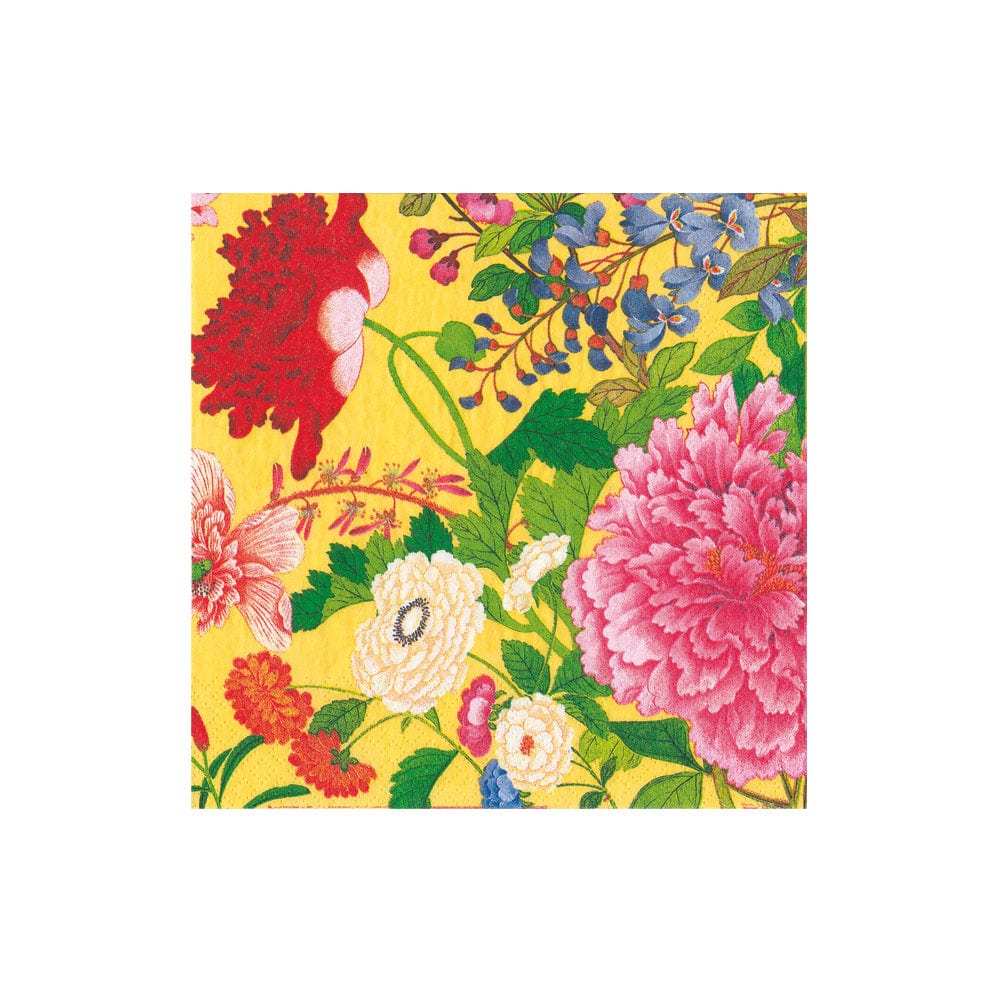 A Profusion of Flowers Yellow Cocktail Napkin | Package of 20