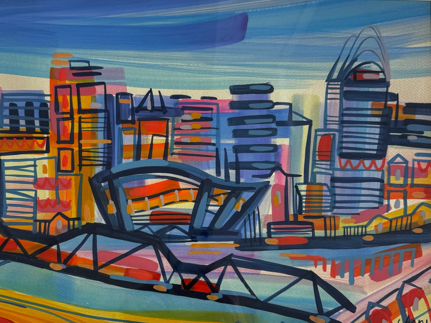 Annelise Hawgood 8 x 10 Framed Cincy Skyline Print