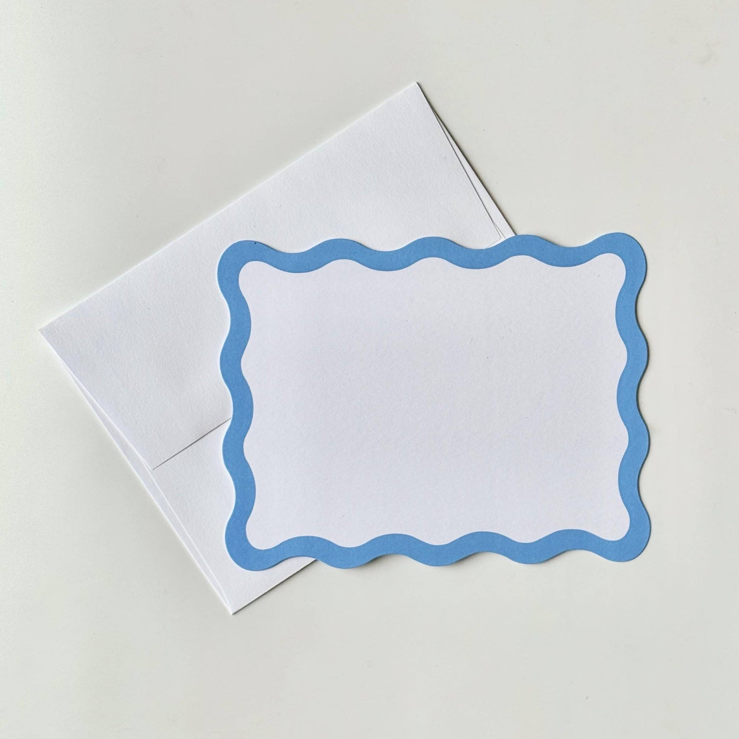 Flat Note Cards - Sky Scallop Edge