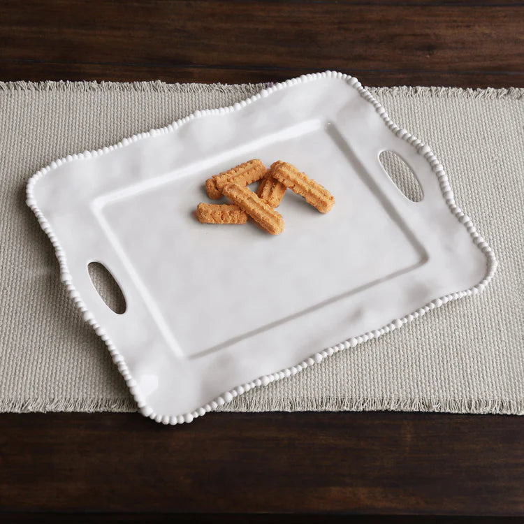 Alegria Rectangular Tray with Handles (White)
