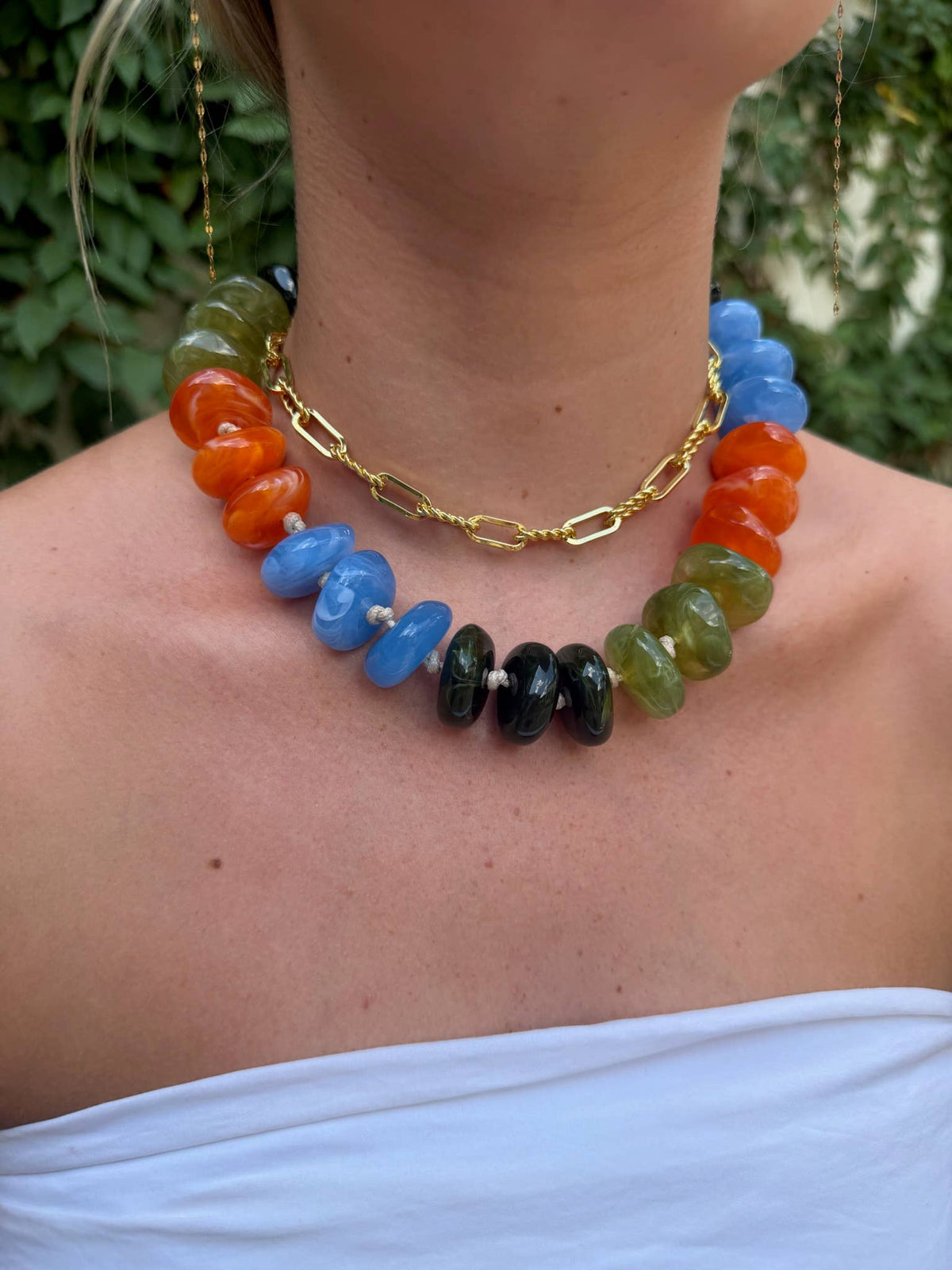 Delray Chunky Beaded Necklace- Fall Multi