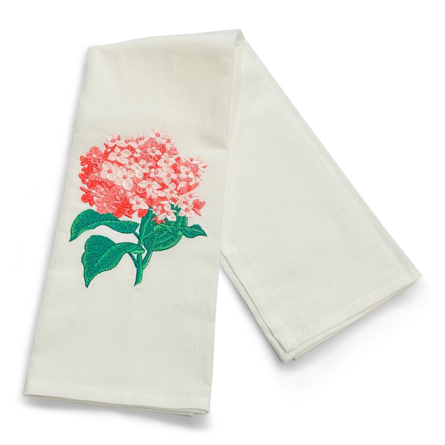 Cut Pink Hydrangea Blossom Cotton Towel