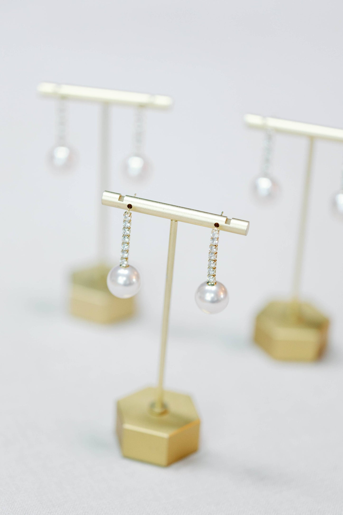 Small Swingy Pearl & CZ Drop Earrings