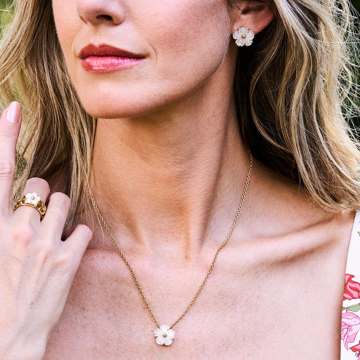 Mermaid Garden Petite Station Necklace, 16" - MOP