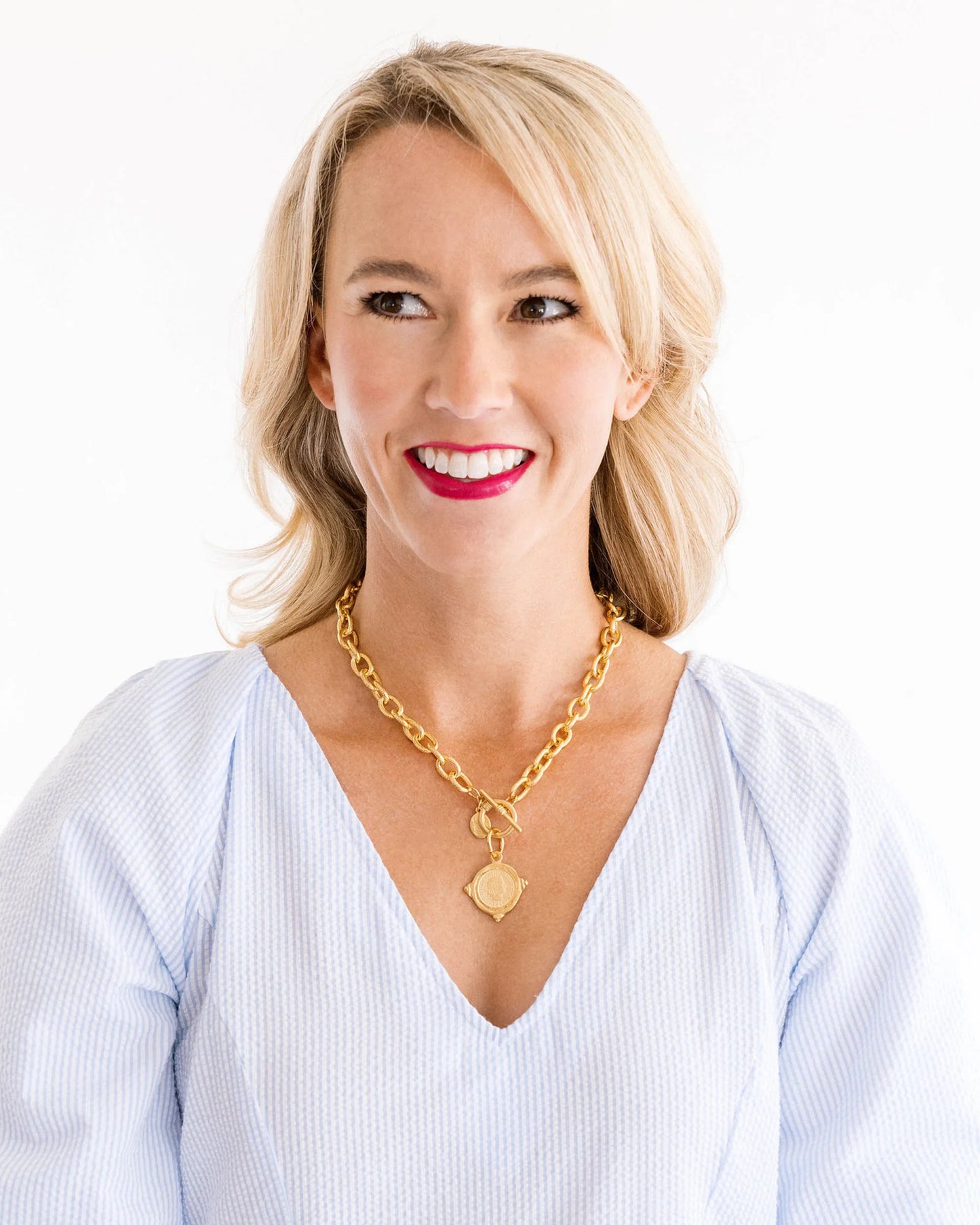 Handcast Gold Coin Toggle Necklace