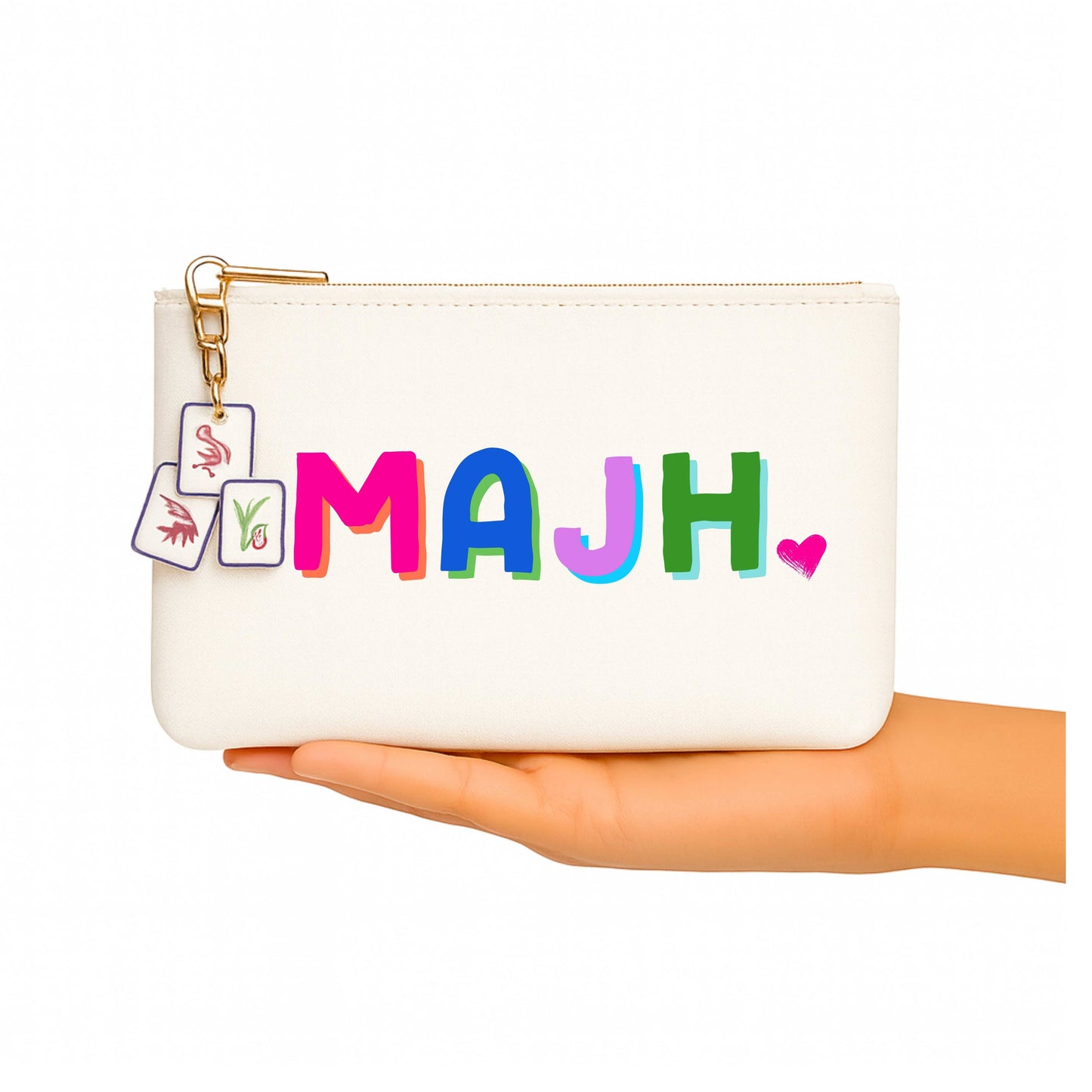 Canvas Mahjong Pouch w/ Tile Zipper