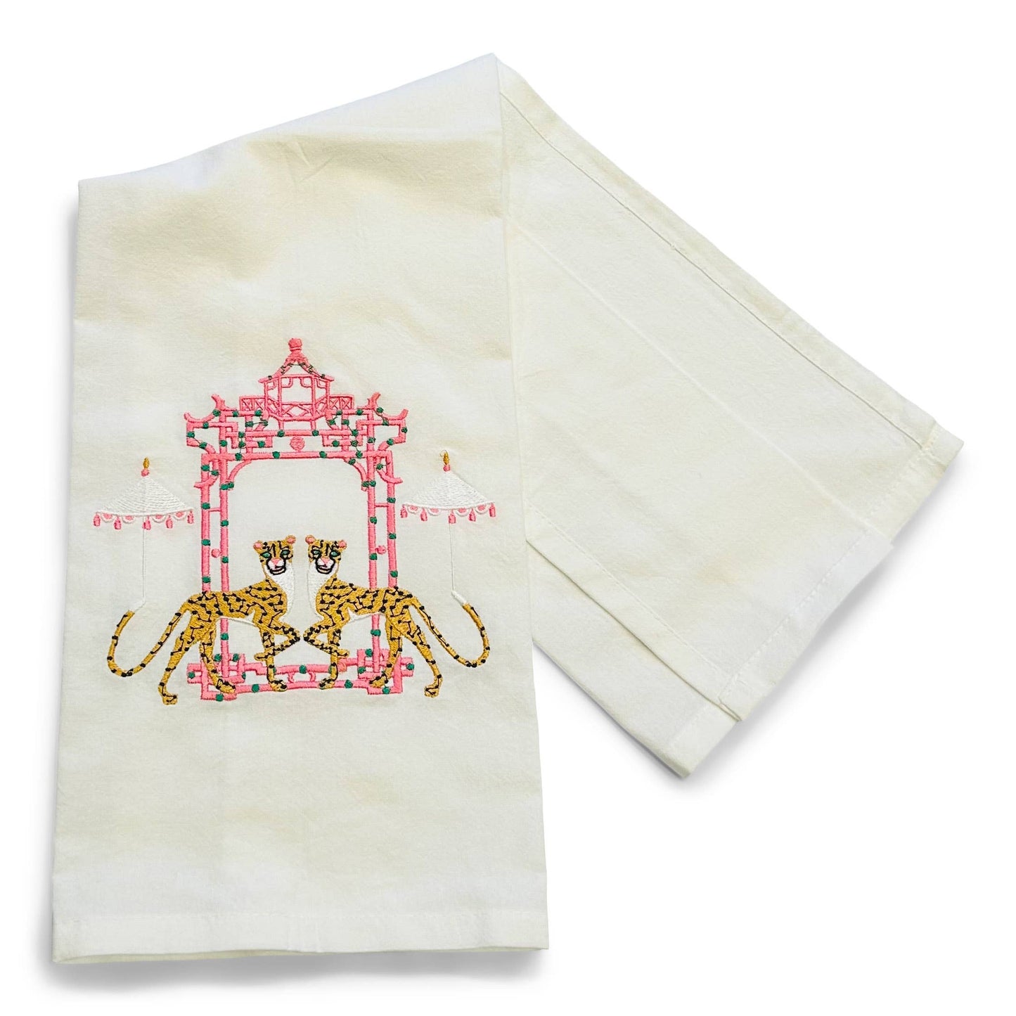 Cheetah with Umbrella Cotton Towel