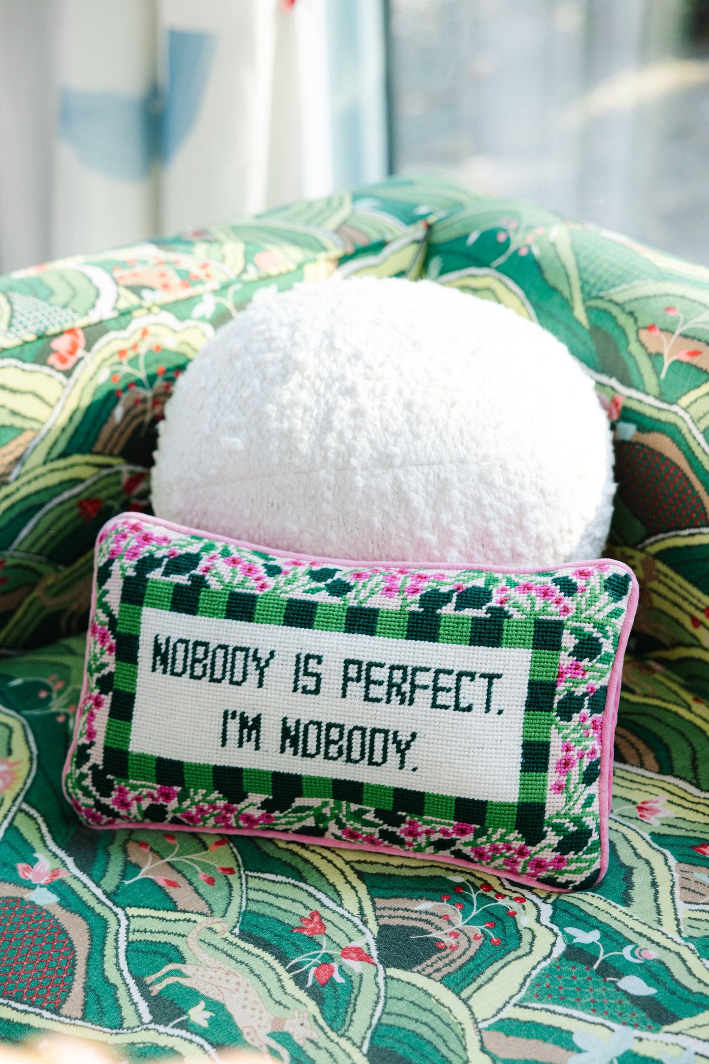 Nobody's Perfect Needlepoint Pillow