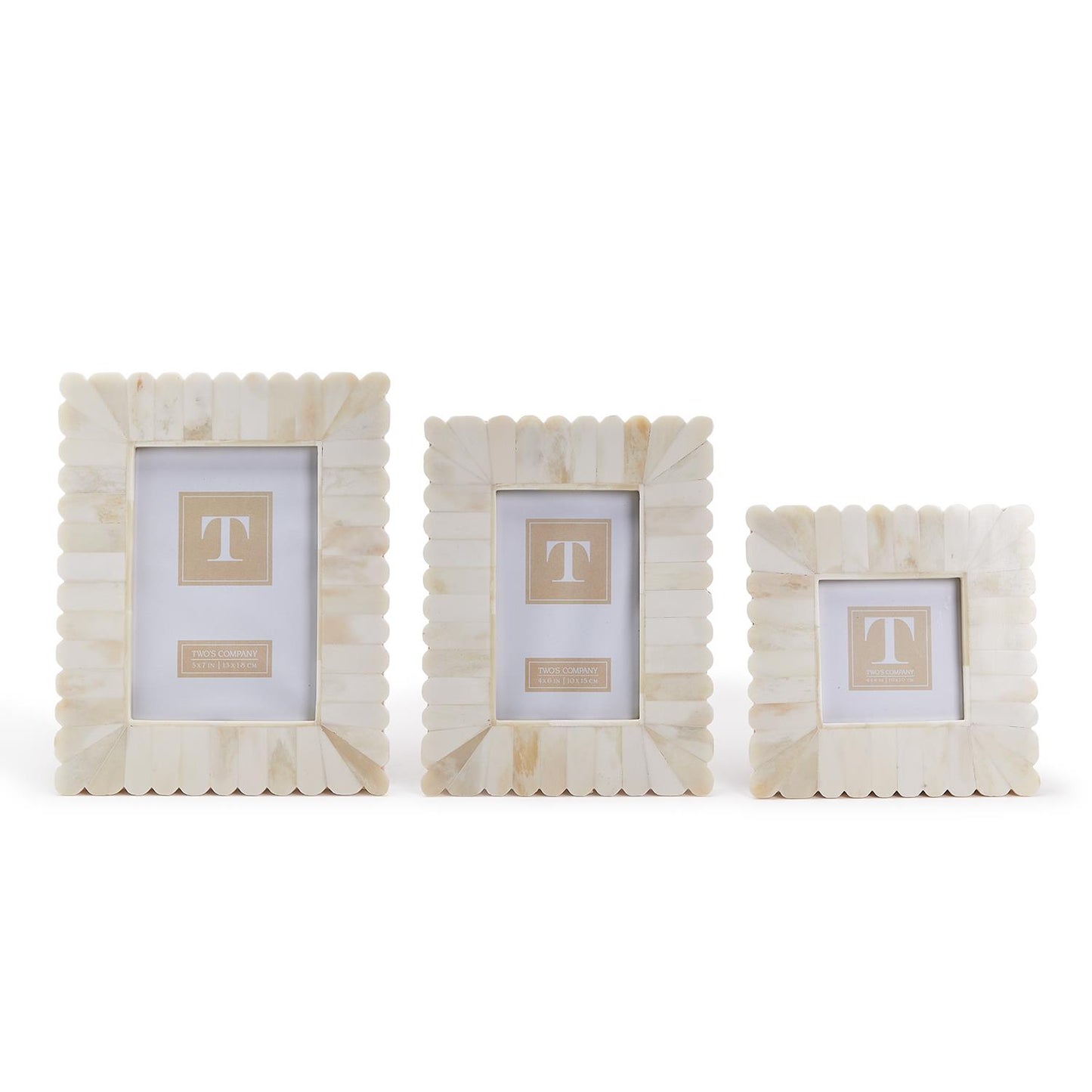 Bone Scalloped Photo Frame, Asst'd Sizes