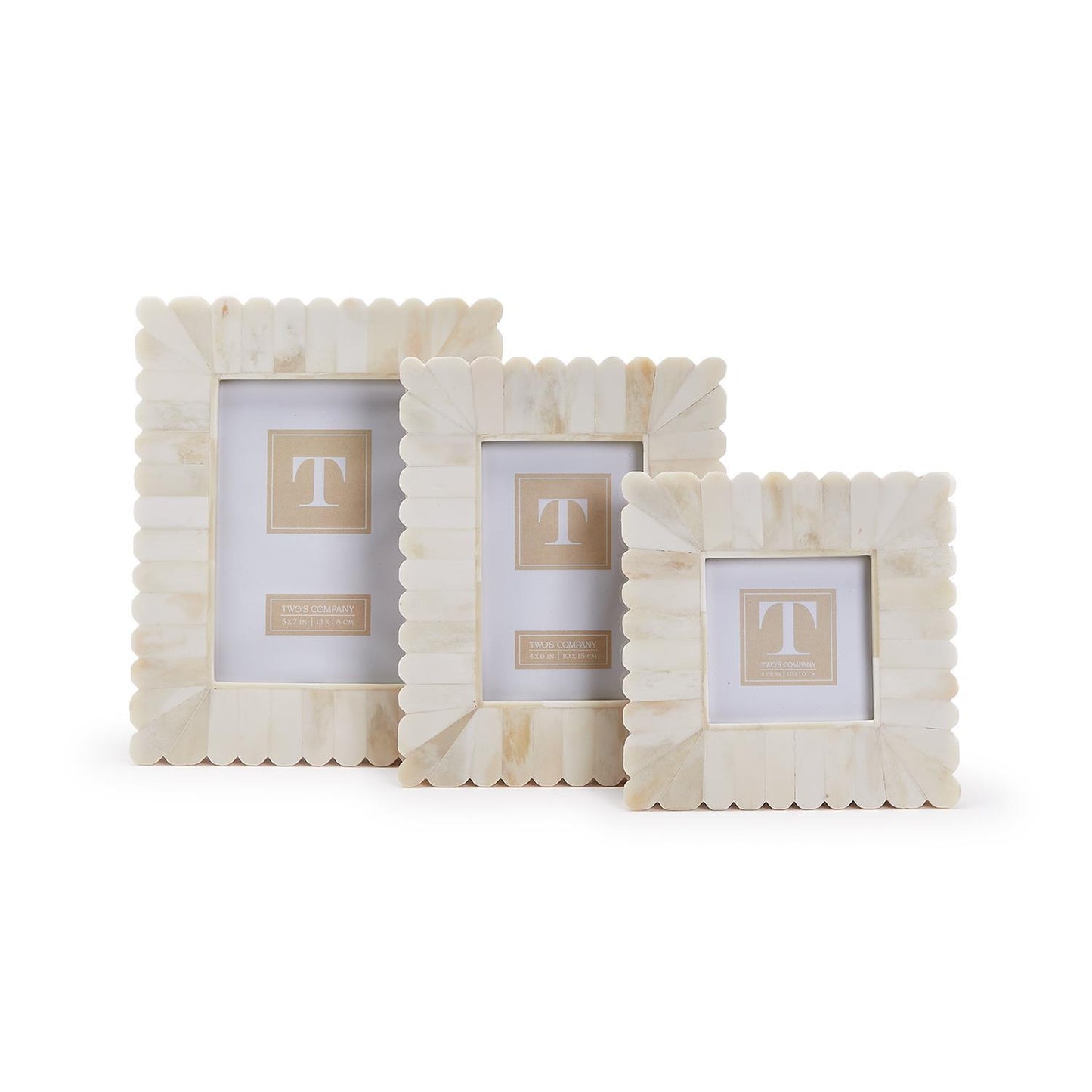 Bone Scalloped Photo Frame, Asst'd Sizes