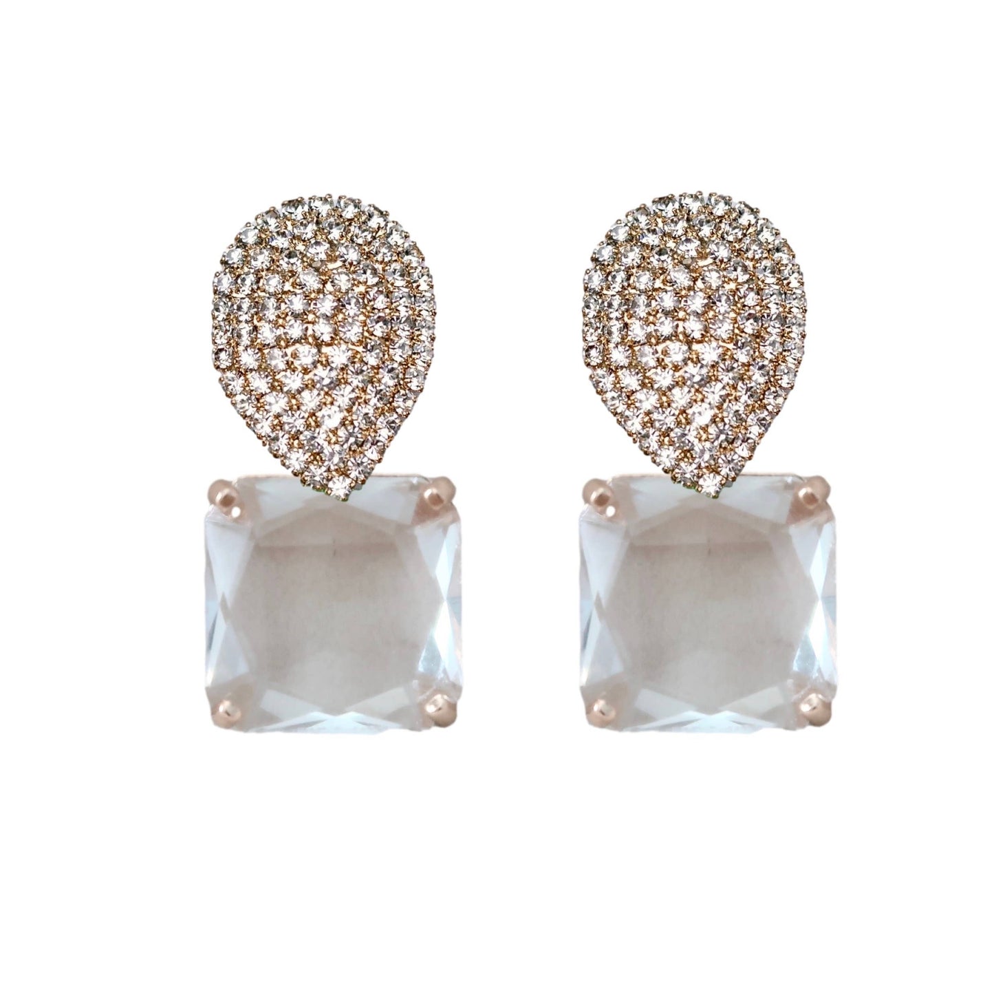 Clear Crystal Retro Pave Earrings