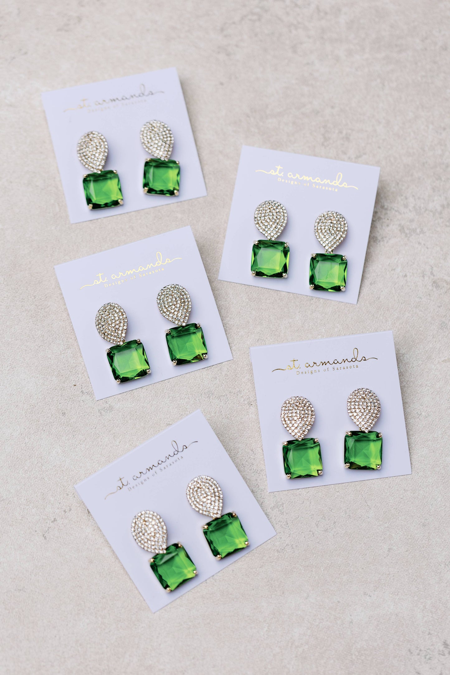 Retro Pave Crystal and Peridot Drop Earrings