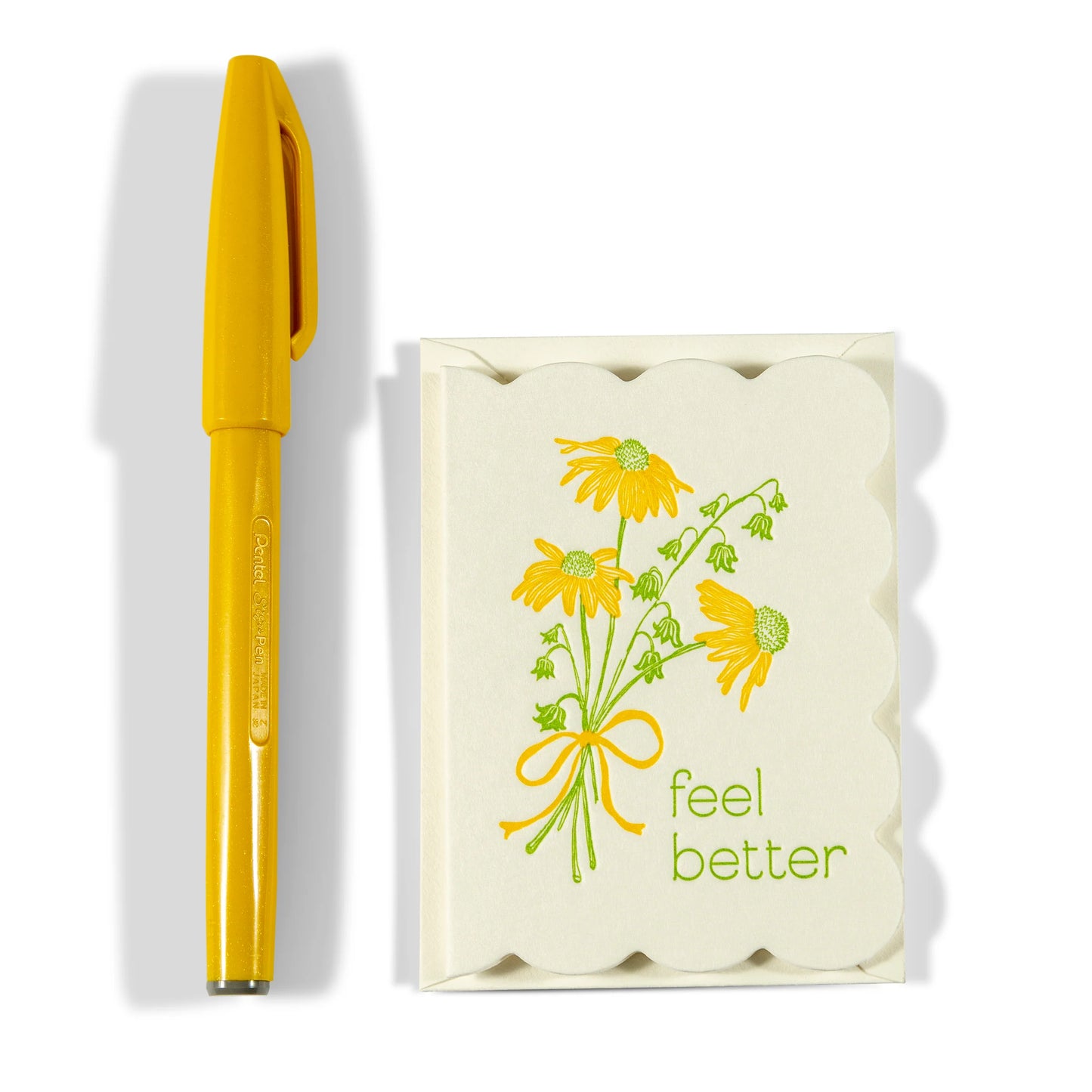 Letterpress Mini Greeting Card | Flowers | Feel Better