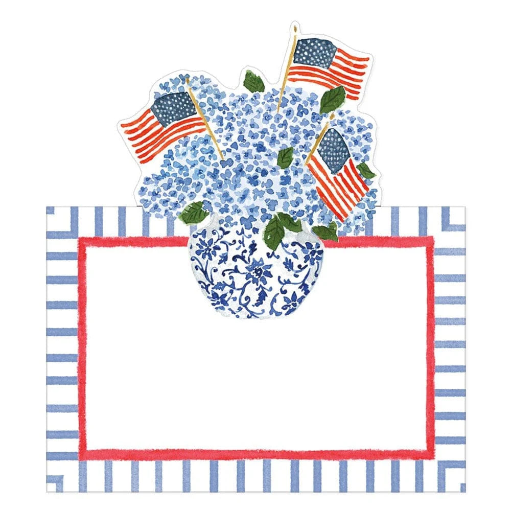 Flags and Hydrangeas Die Cut Place Card | 8 per package