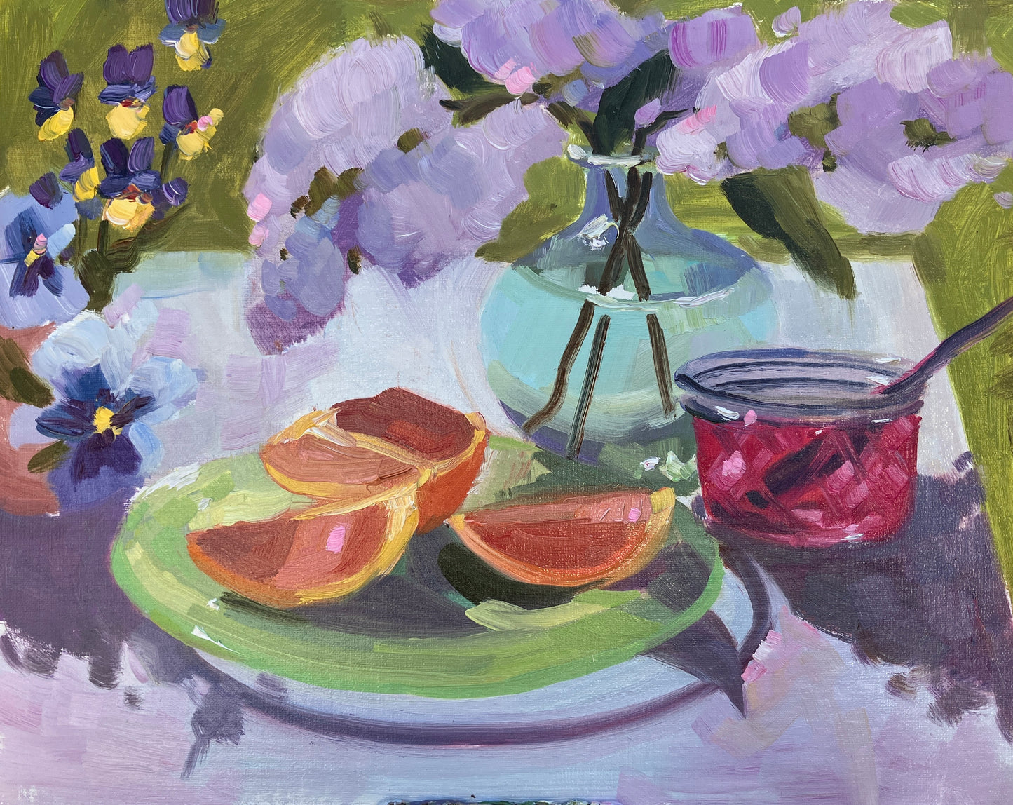 Lilacs with Depression Glass