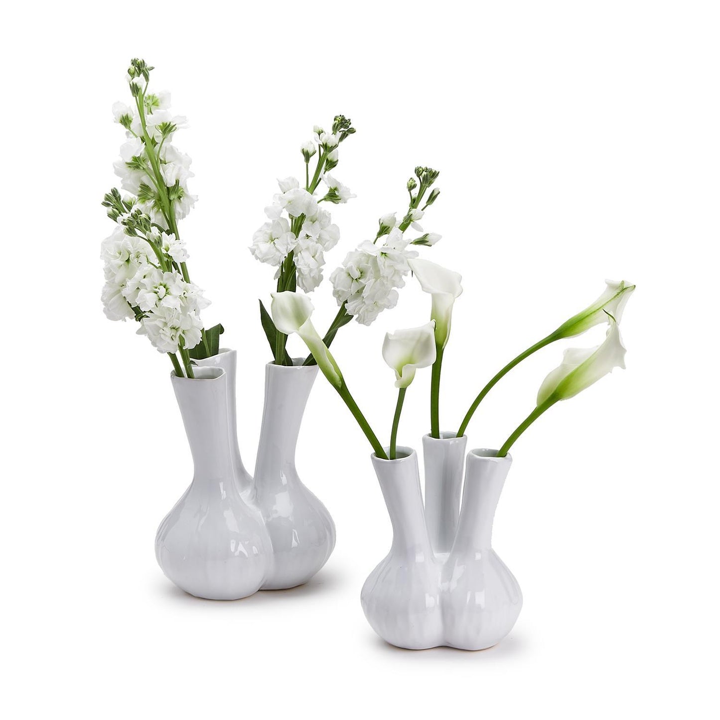 White 3 Stem Vase, 2 Sizes