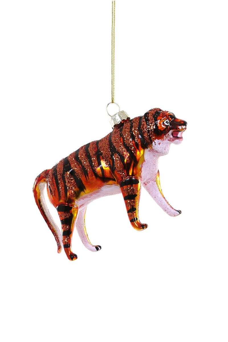 BLOWN GLASS TIGER ORNAMENT