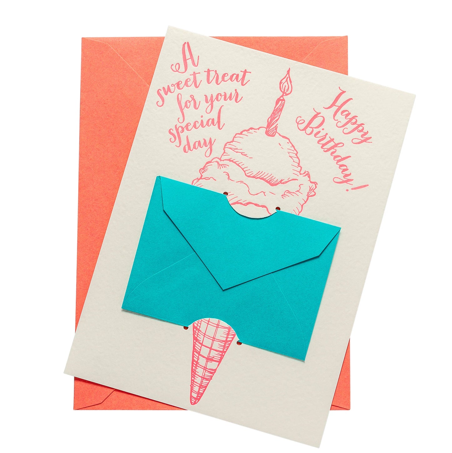 Letterpress Gift Card Holder | Ice Cream | Happy Birthday