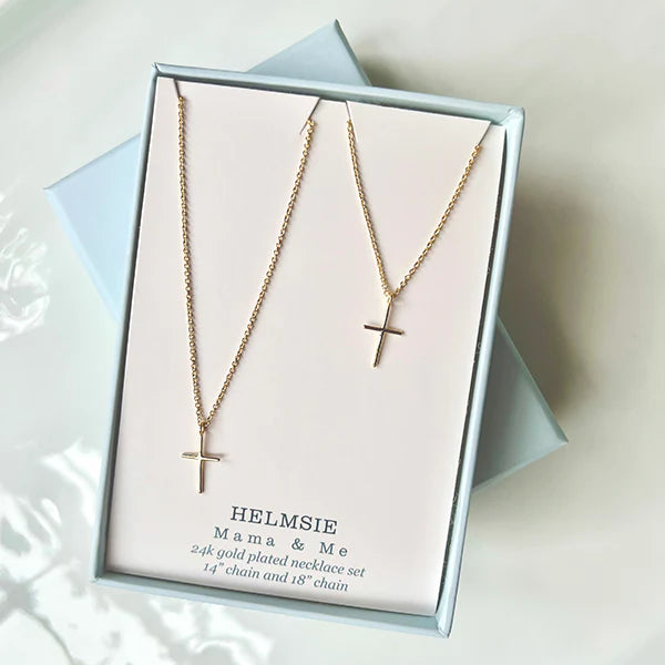 Mama and Me Cross Necklace Set