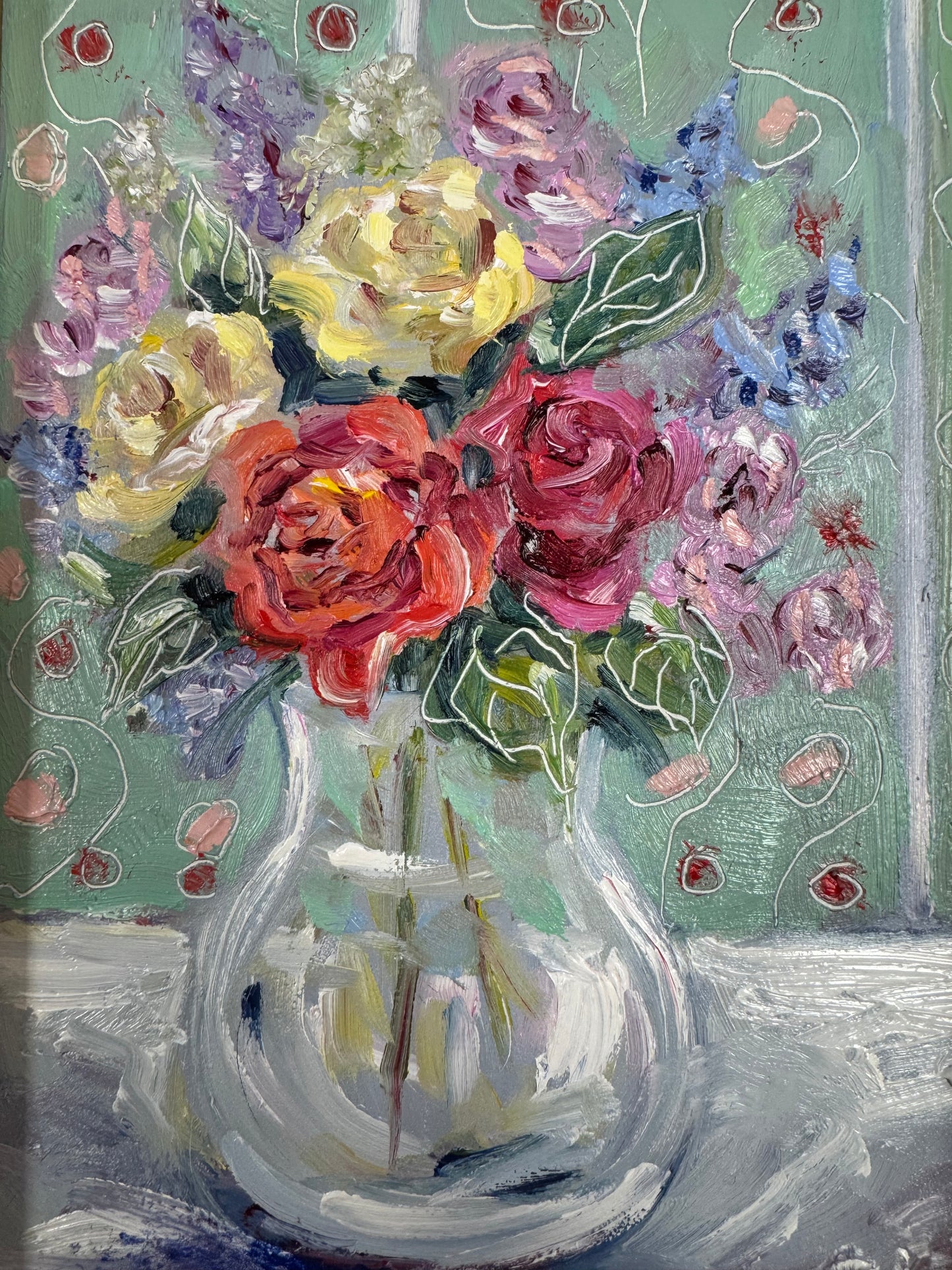 Flowers in a Glass Vase