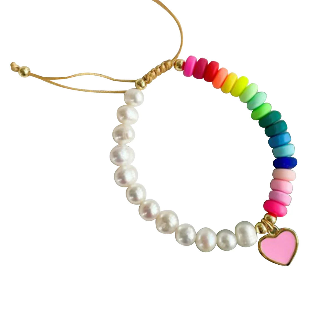 Adjustable Pearl Heart Bracelet
