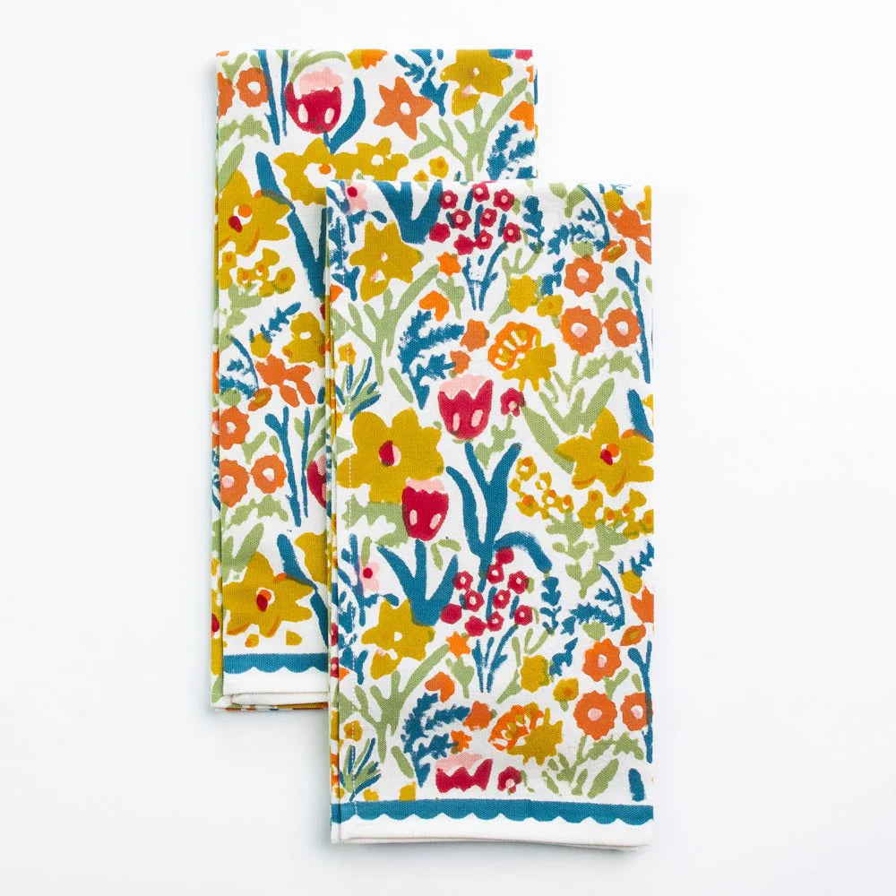 Teal Garden Tea Towel