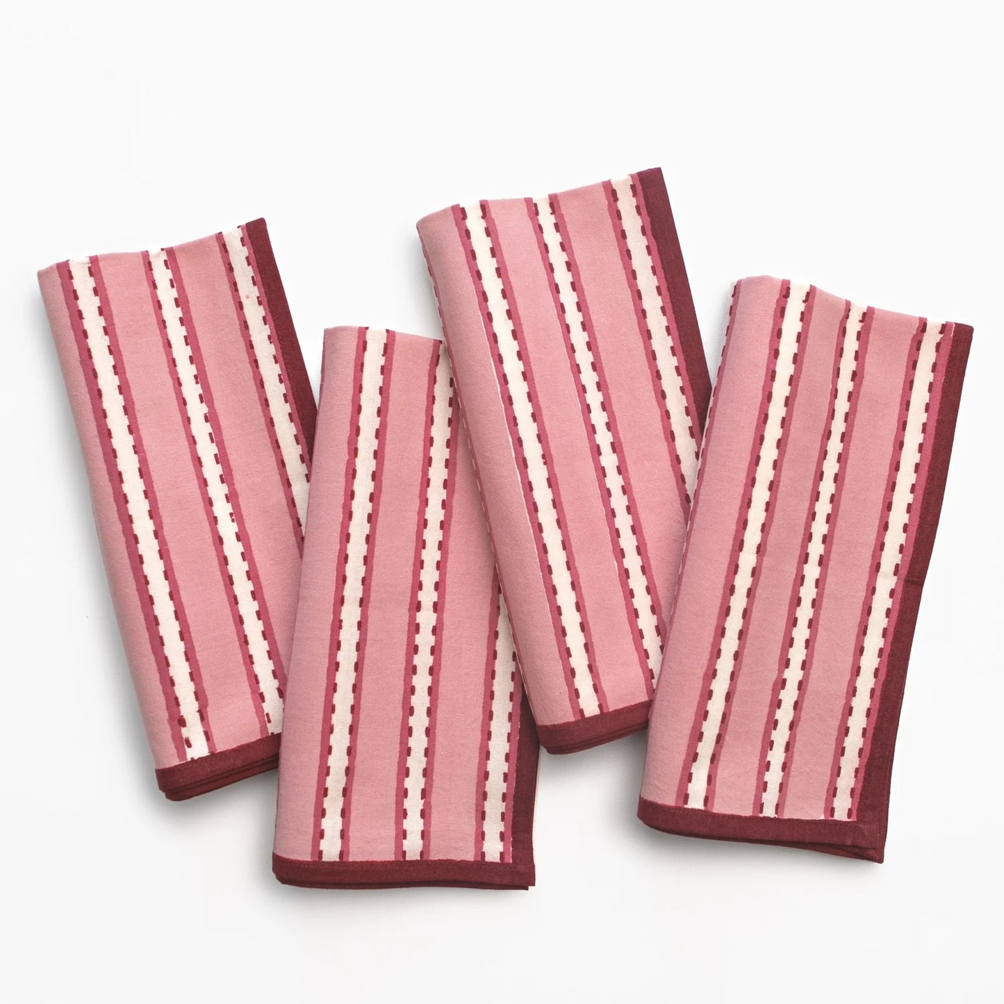 Dotted Stripe Rose Napkin