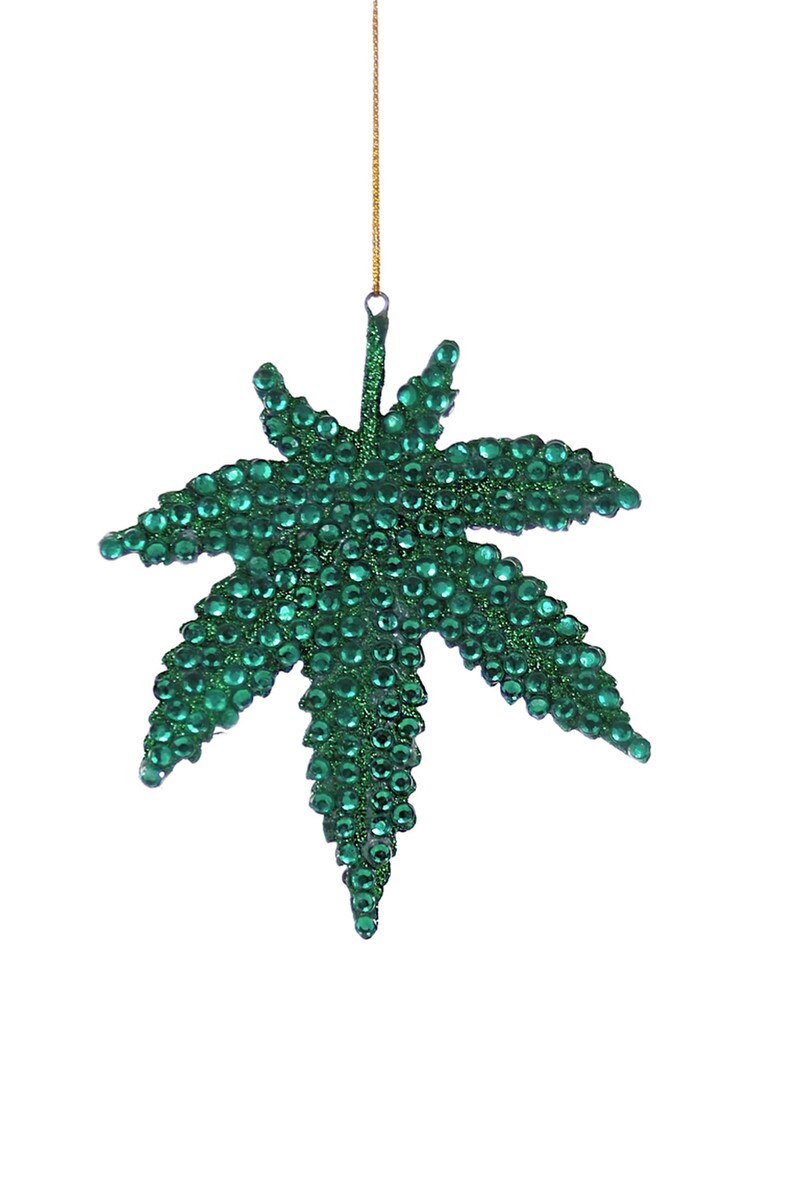 JEWELED LEAF ORNAMENT
