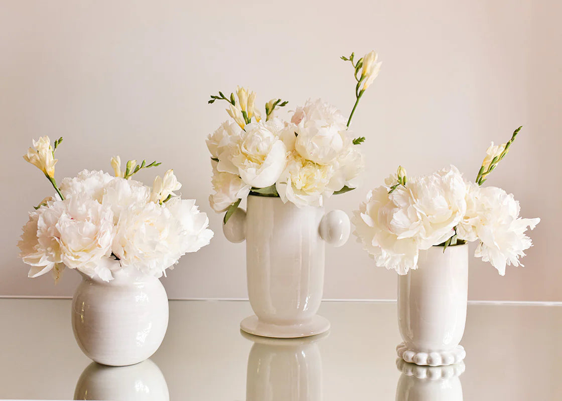 White Ceramic Vases, Assorted Styles