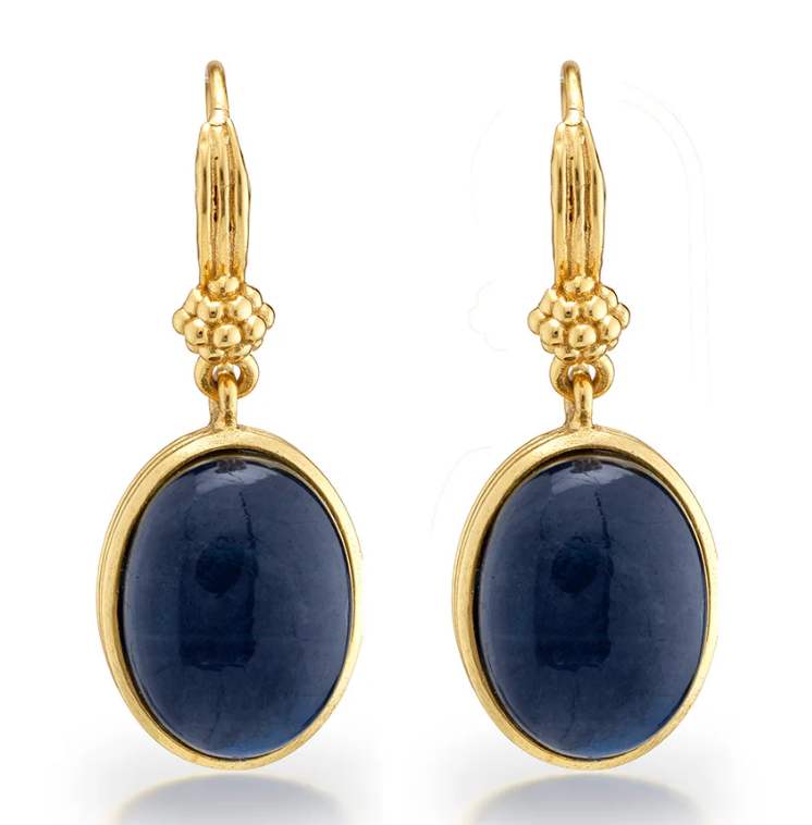 Cleopatra Oval Drop Earrings - Blue