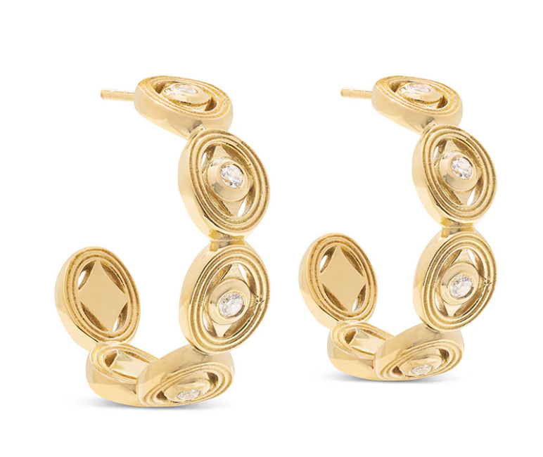 Monique Hoop Earrings - Gold CZ