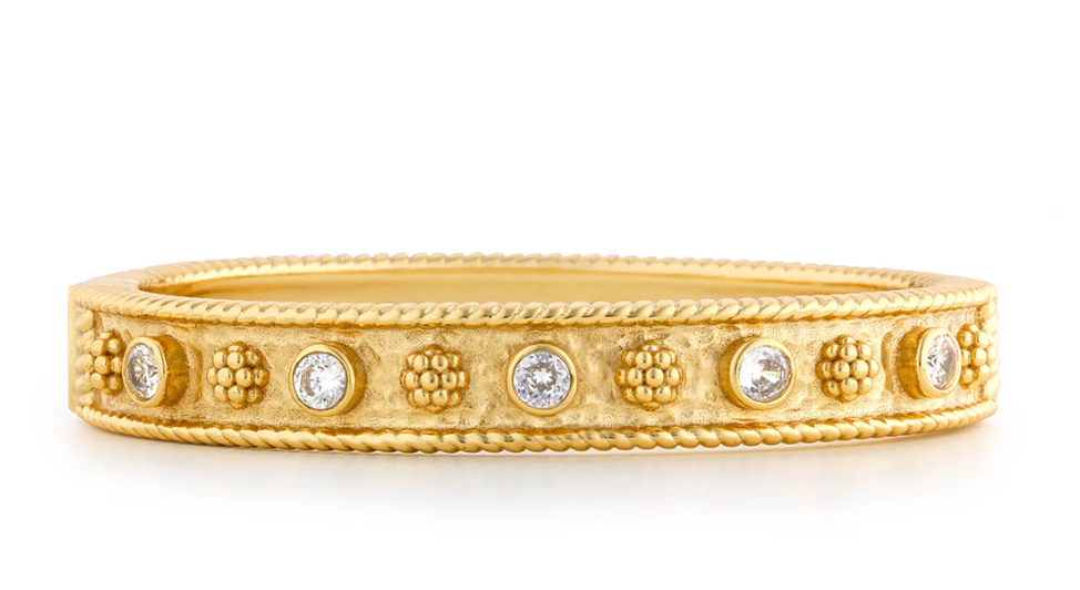Berry Gem Classic Hinged Bangle Gold Clear CZ
