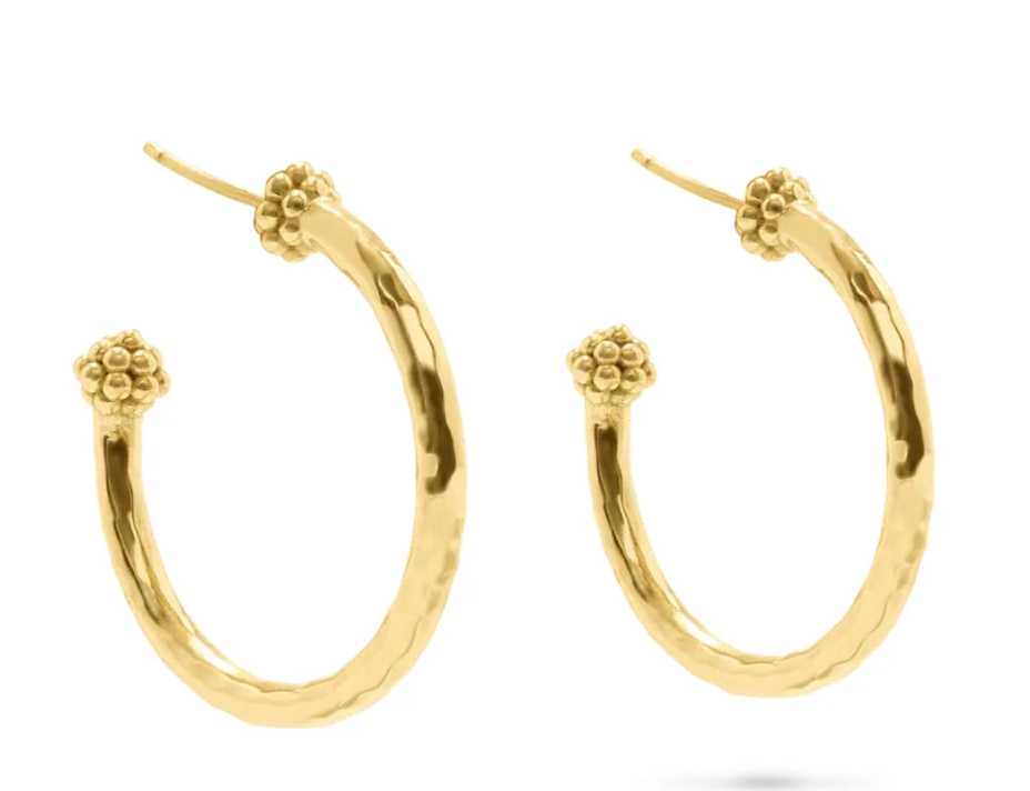 Berry Slice Medium Hoop Earrings - Hammered Gold