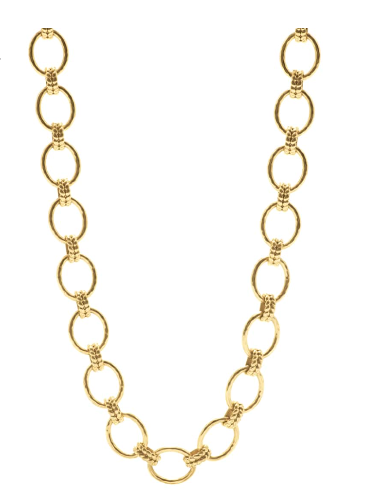 Cleopatra Grande Link Necklace, 16"+2" Gold