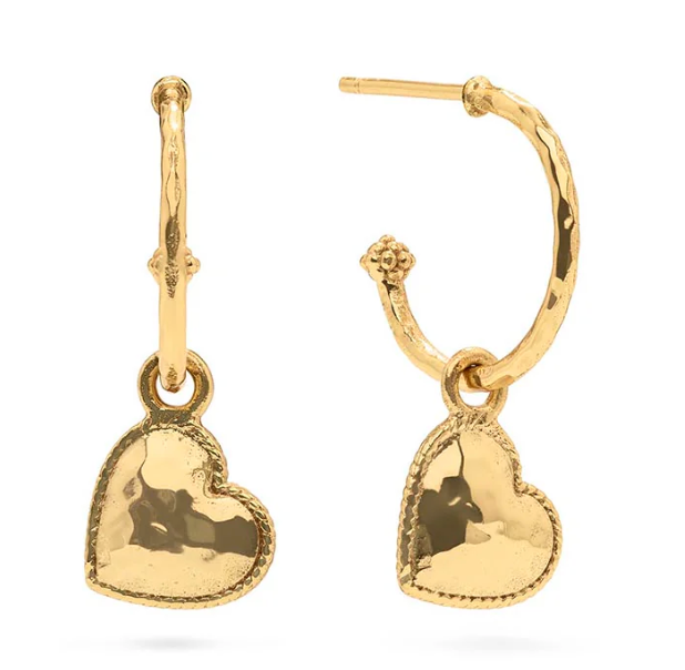 Love Hoop Earrings with Heart Charm