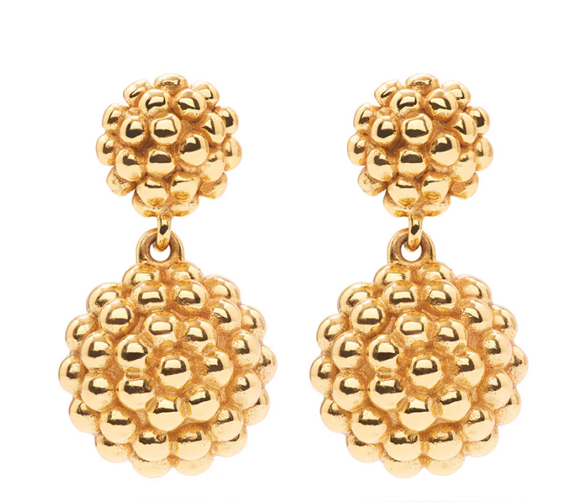 Berry Double Drop Earrings - Gold