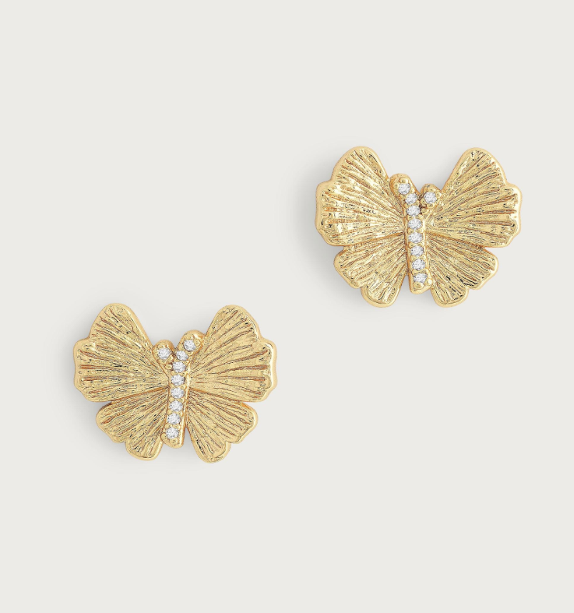Butterfly Stud Gold Earrings