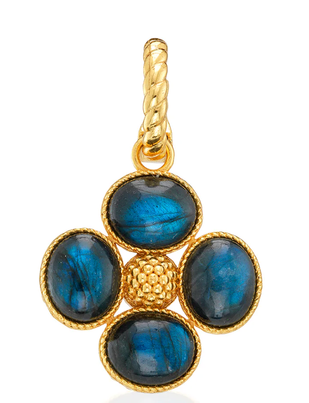 Berry Clover Double Sided Pendant - Blue Labradorite