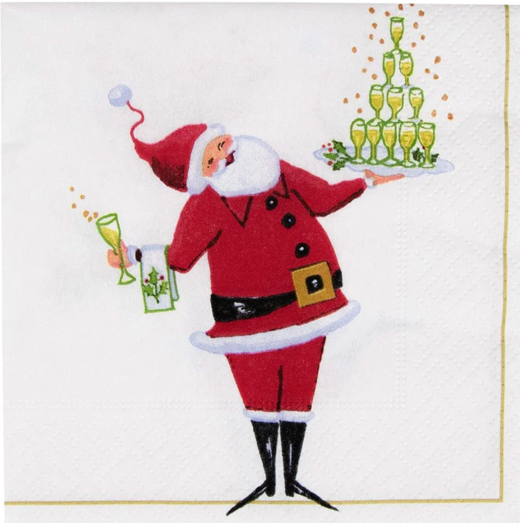 Santa Serving Drinks Cocktail Napkins