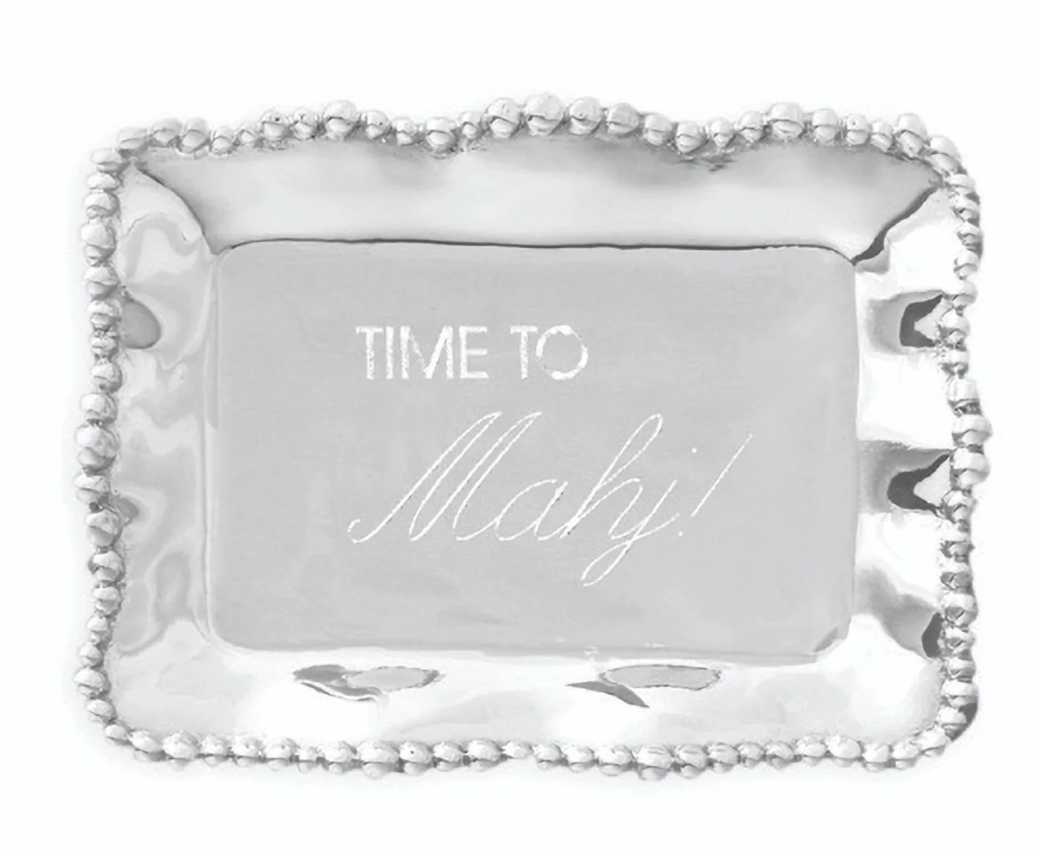 Organic Pearl Engraved Tray "Time to Mahj"
