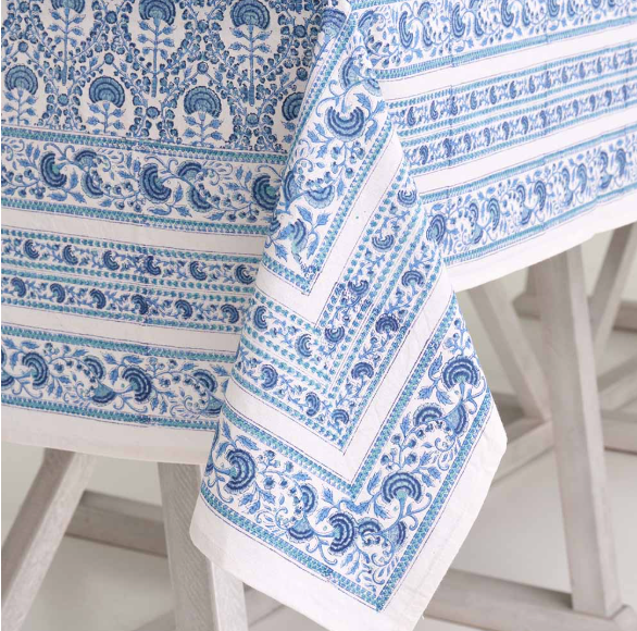 Caroline Blue Tablecloth | 55x55