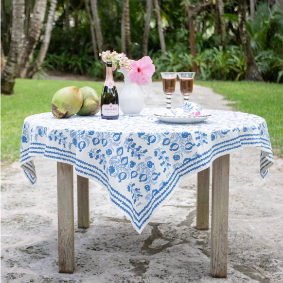 Pom Bells Wedgewood Tablecloth | 55x55