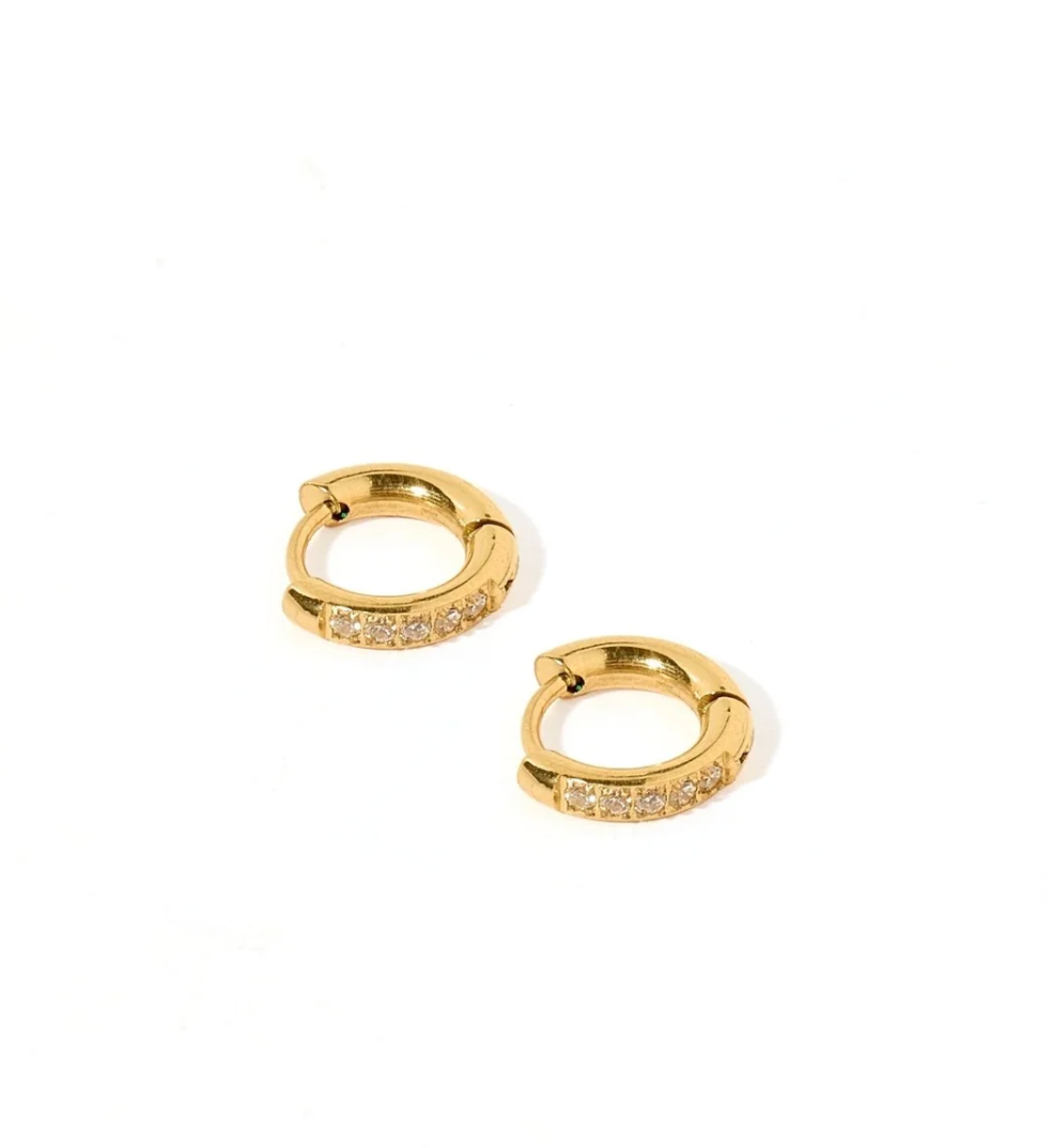 Scarlett Hoop Gold CZ 8mm Huggie Earrings