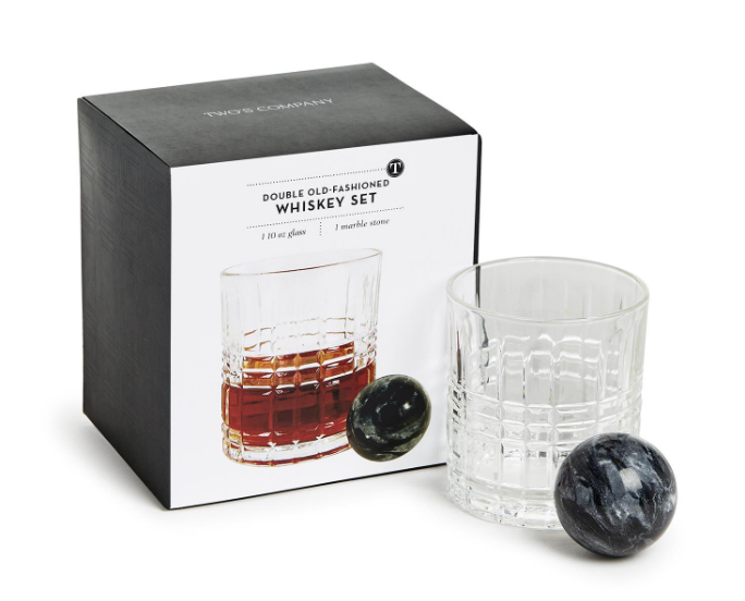 Double Old Fashion Whisky Set with Stone Ball