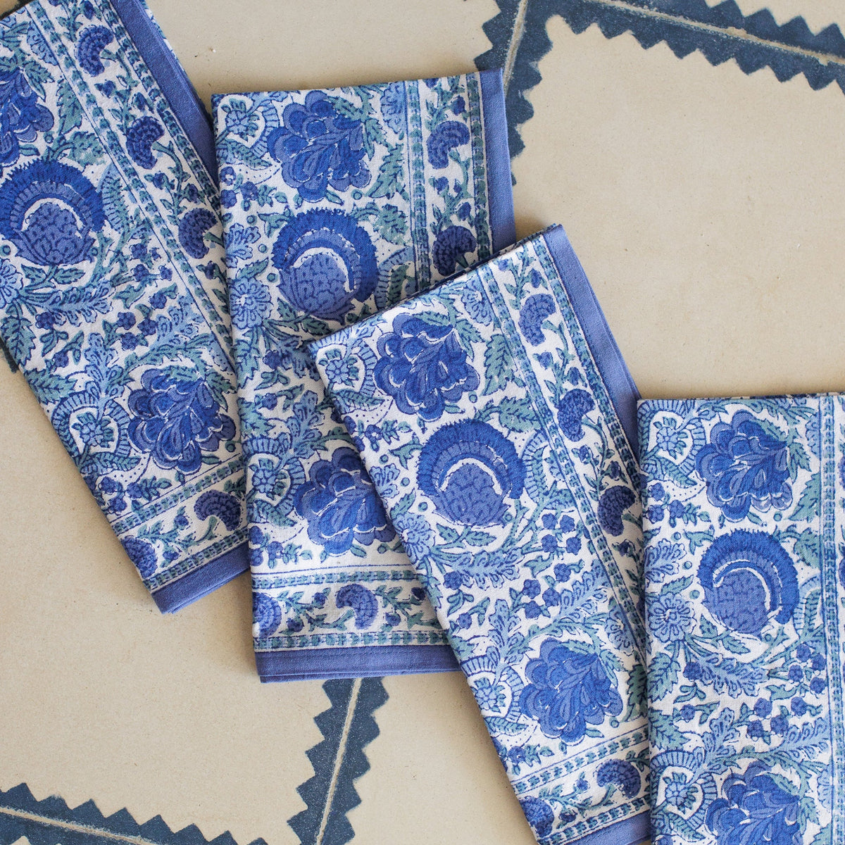 Bohemian Floral Azure Blue & Aqua Napkins