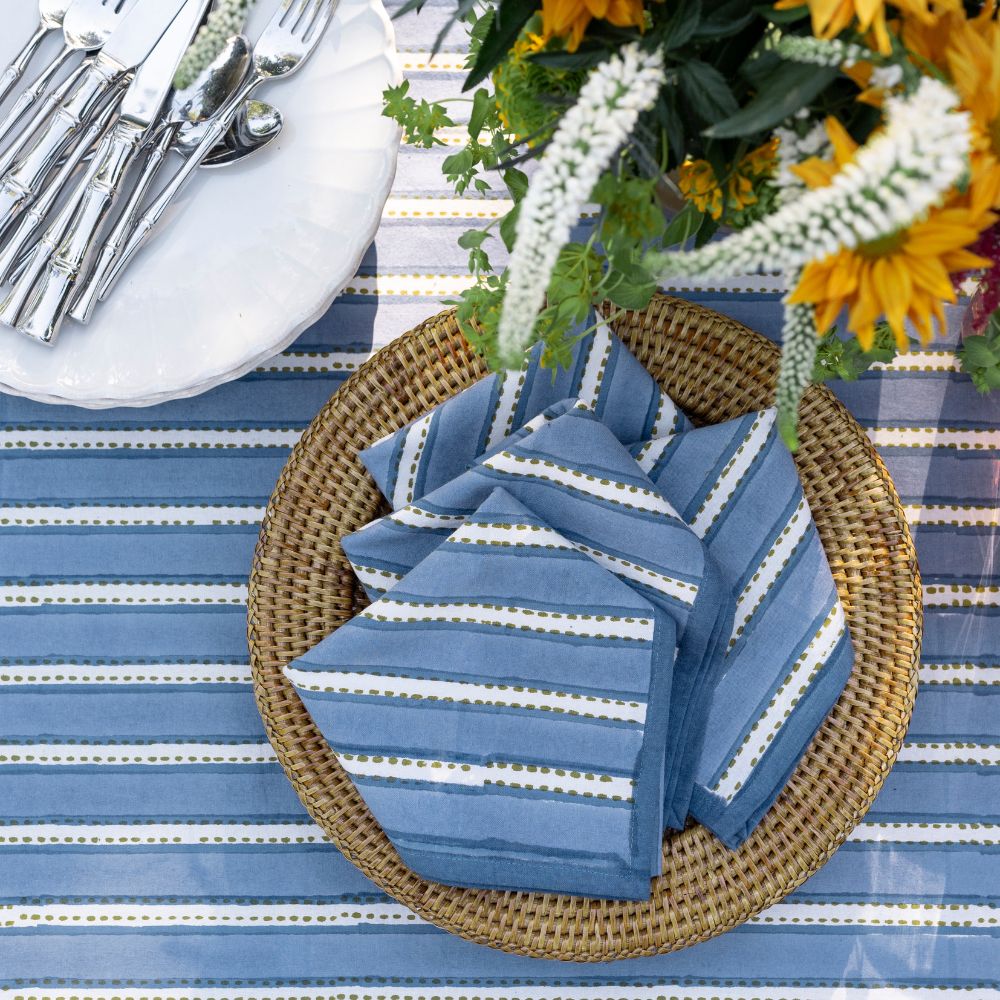 Dotted Stripe Blue Napkin