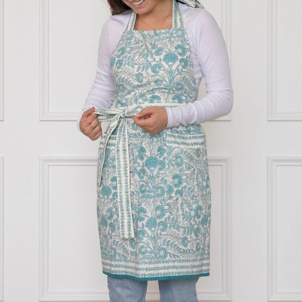 Floral Trellis Aqua Apron